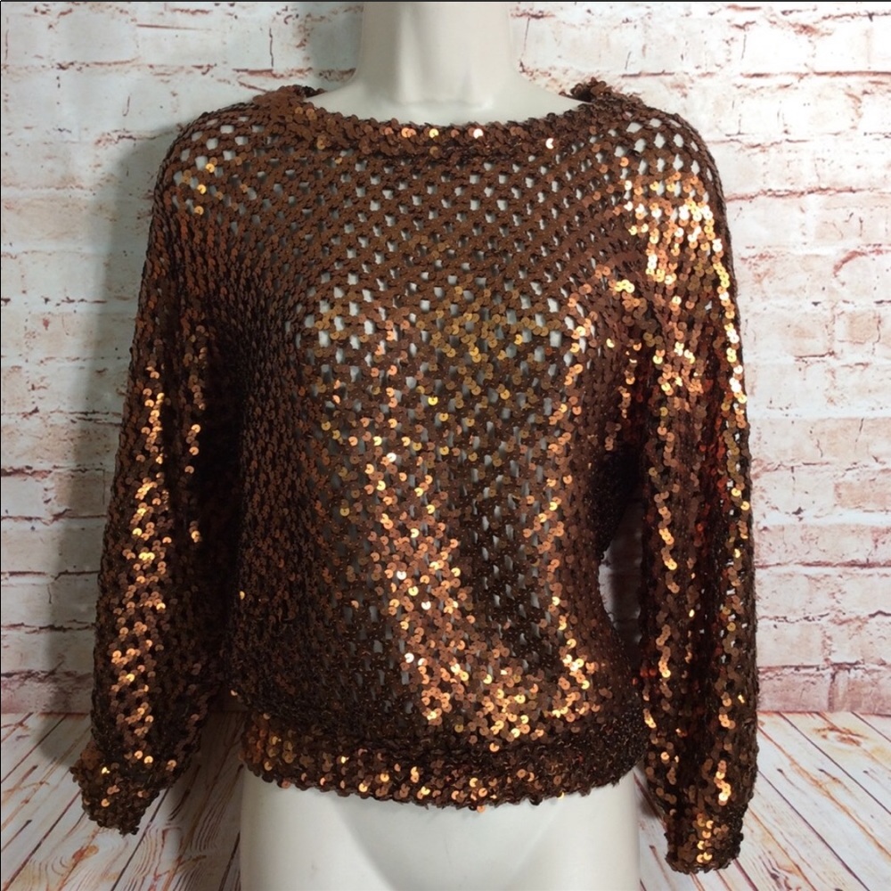 SOLD Vintage Rose Gold Sequin Top
